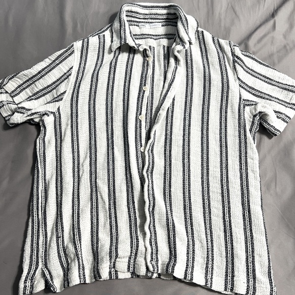 Zara Casual Button Down Shirt. Black and white strip pattern - Picture 1 of 3